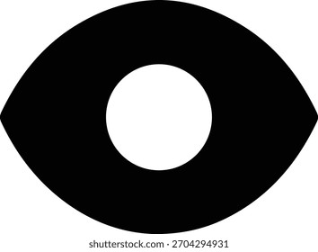 Schwarzes Symbol für einfarbiges Auge in minimaler Vektorgrafik auf weißem Hintergrund
