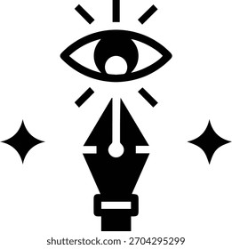 Black Solid Eye Icon Symbol in Minimal Vector Illustration on Clean White Background