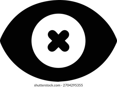 Símbolo sólido negro del icono del ojo en la Ilustración vectorial mínima en el fondo blanco limpio