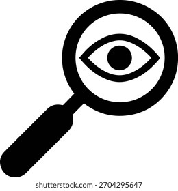 Símbolo sólido negro del icono del ojo en la Ilustración vectorial mínima en el fondo blanco limpio