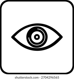 Símbolo sólido negro del icono del ojo en la Ilustración vectorial mínima en el fondo blanco limpio