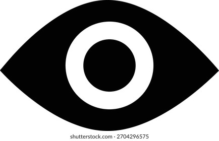 Símbolo sólido negro del icono del ojo en la Ilustración vectorial mínima en el fondo blanco limpio