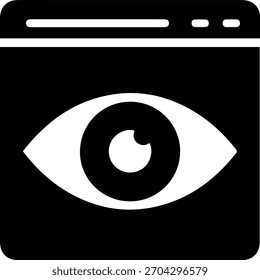 Black Solid Eye Icon Symbol in Minimal Vector Illustration on Clean White Background