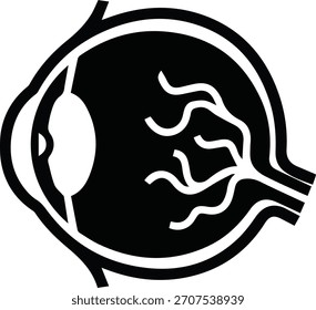 Símbolo de ícone de olho sólido preto na ilustração de vetor mínima no plano de fundo branco limpo