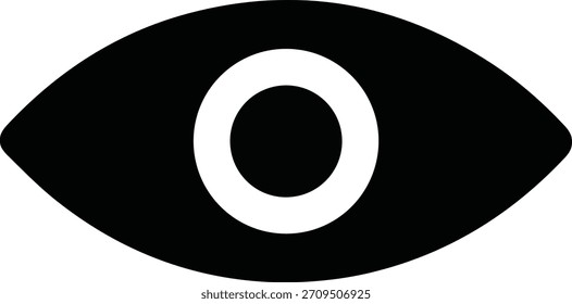 Schwarzes Symbol für einfarbiges Auge in minimaler Vektorgrafik auf weißem Hintergrund