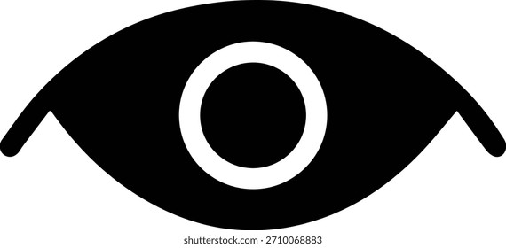 Black Solid Eye Icon Symbol in Minimal Vector Illustration on Clean White Background
