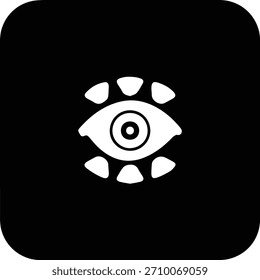 Símbolo sólido negro del icono del ojo en la Ilustración vectorial mínima en el fondo blanco limpio