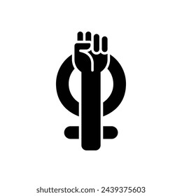 Black Solid Feminism vetor icon