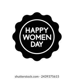 Black Solid Happy Women�s Day vetor icon