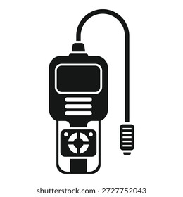 Schwarzes, festes Symbol für ein tragbares Gasdetektor-Messgerät, das zur Detektion gefährlicher Gase verwendet wird