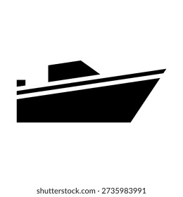 Black solid icon speed boat. Minimalist transportation and vehicles silhouette symbol design.