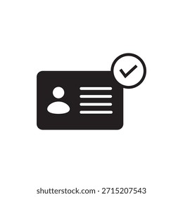 Cartão de identificação sólido preto com marca de seleção de sucesso