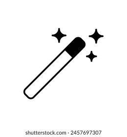 Black Solid Magic Tool vector icon