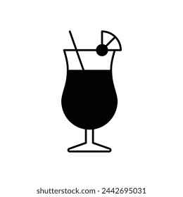 Black Solid Pina Colada vector icon