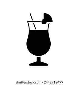 Black Solid Pina Colada vector icon