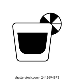 Black Solid Pisco Sour vector icon