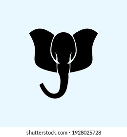 black solid silhouette of head elephant logo, vector illustrations
