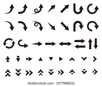 Black solid simple arrow vector illustration set