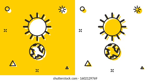 Black Solstice icon isolated on yellow and white background. Random dynamic shapes. Vector Illustration