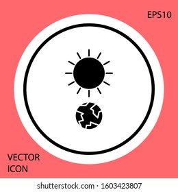 Black Solstice icon isolated on red background. White circle button. Vector Illustration