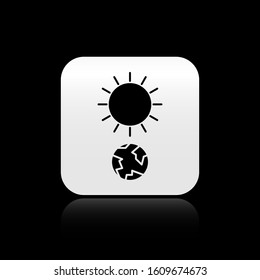 Black Solstice icon isolated on black background. Silver square button. Vector Illustration