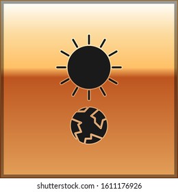 Black Solstice icon isolated on gold background.  Vector Illustration