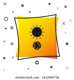Black Solstice icon isolated on white background. Yellow square button. Vector Illustration