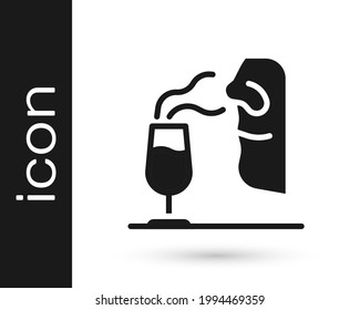 Black Sommelier Icon Isolated On White Background. Wine Tasting, Degustation. Smells Of Wine.  Vector