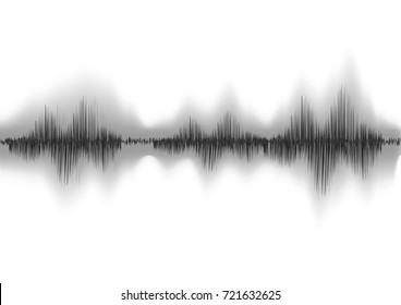 Black sonic waves on white background