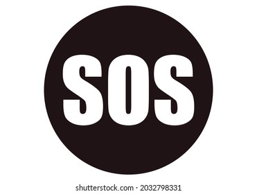 Botón SOS negro sobre fondo blanco.