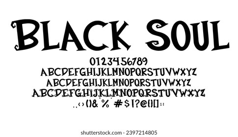 Black Soul Halloween Display Schriftart Bestes Alphabet Alphabet Pinselschrift Logotype Schrift handschriftlich