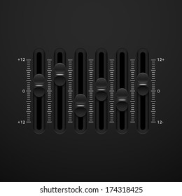 Black sound mixer console panel, vector illustration