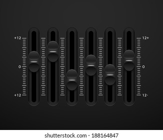 Black sound mixer console panel, vector illustration