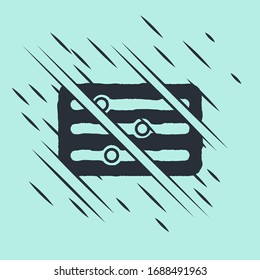 Black Sound mixer controller icon isolated on green background. Dj equipment slider buttons. Mixing console. Glitch style. Vector Illustration