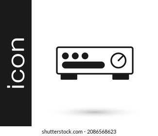 Black Sound mixer controller icon isolated on white background. Dj equipment slider buttons. Mixing console.  Vector