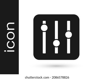 Black Sound mixer controller icon isolated on white background. Dj equipment slider buttons. Mixing console.  Vector