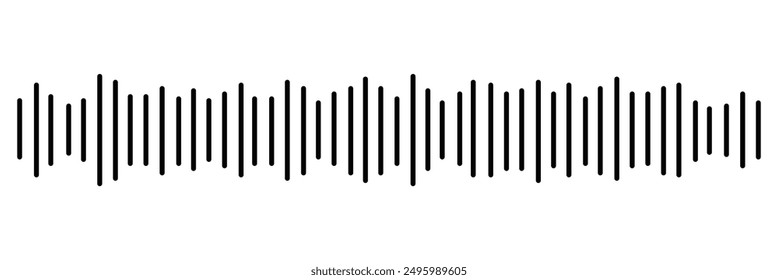 Vektorgrafik des Audiosymbols für schwarze Schallwellen. Vektorgrafik Musik Schallwellen auf weißem Hintergrund. Audio-Entzerrer-Symbol. Sound Wave Logo Vorlage. Audio-Soundsymbol Vektorillustration. EPS-Datei 153.