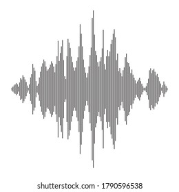 Black sound wave equalizer isolated on white background. Abstract music wave, monochrome volume audio line, soundwave rhythm 