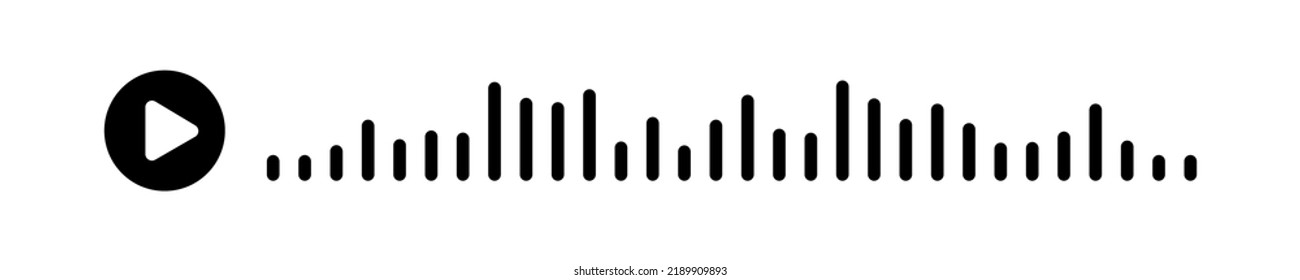 Black sound wave of the equalizer isolated on white background. Vector clipart Illustration. Concept play audio message in social network on mobile app or web site.