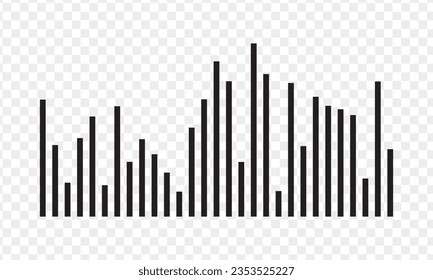Black sound wave equalizer isolated on transparent background