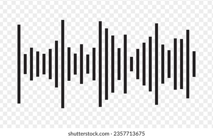Ecualizador de onda de sonido negro aislado en fondo transparente