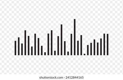 Black sound wave equalizer isolated on transparent background