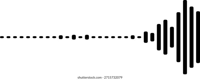 Black sound wave icon with dashed line