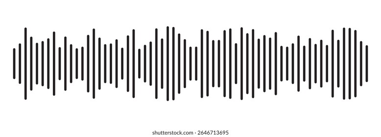 Ícone de onda de som preta. Linha de voz da onda sonora do podcast. Ícone de player de música de gravação. Faixa de conversação móvel. Ondas de som para mensagem de voz. Ícone de onda de áudio.Ondas do equalizador. Mensagem de voz e som 
