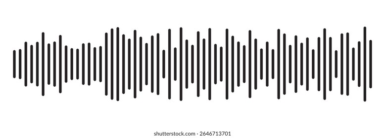 Ícone de onda de som preta. Linha de voz da onda sonora do podcast. Ícone de player de música de gravação. Faixa de conversação móvel. Ondas de som para mensagem de voz. Ícone de onda de áudio.Ondas do equalizador. Mensagem de voz e som 