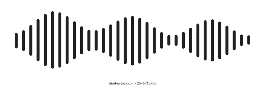 Black sound wave icon. Podcast soundwave line of voice. Record music player Icon. Mobile talk track. Sound waves for voice message. Audio wave icon.Waves of the equalizer. Voice message and sound 
