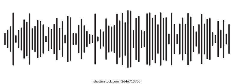 Ícone de onda de som preta. Linha de voz da onda sonora do podcast. Ícone de player de música de gravação. Faixa de conversação móvel. Ondas de som para mensagem de voz. Ícone de onda de áudio.Ondas do equalizador. Mensagem de voz e som 