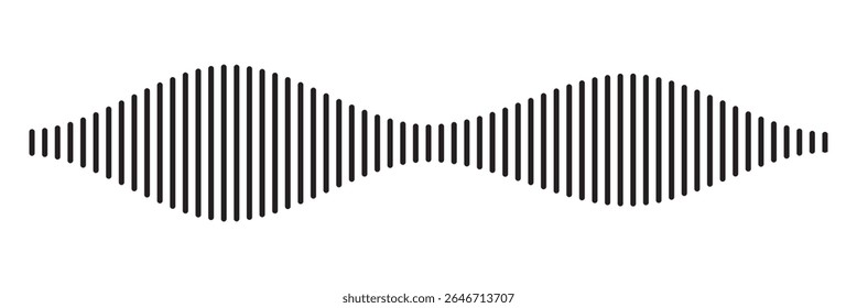 Ícone de onda de som preta. Linha de voz da onda sonora do podcast. Ícone de player de música de gravação. Faixa de conversação móvel. Ondas de som para mensagem de voz. Ícone de onda de áudio.Ondas do equalizador. Mensagem de voz e som 