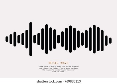 Black sound wave. Isolated design symbol. Pulse music player. Isolated audio logo. Vector equalizer element.