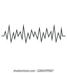 Black sound wave. Music audio frequency, sound line wave, electronic radio signal, volume level symbol. Vector curve radio waves 